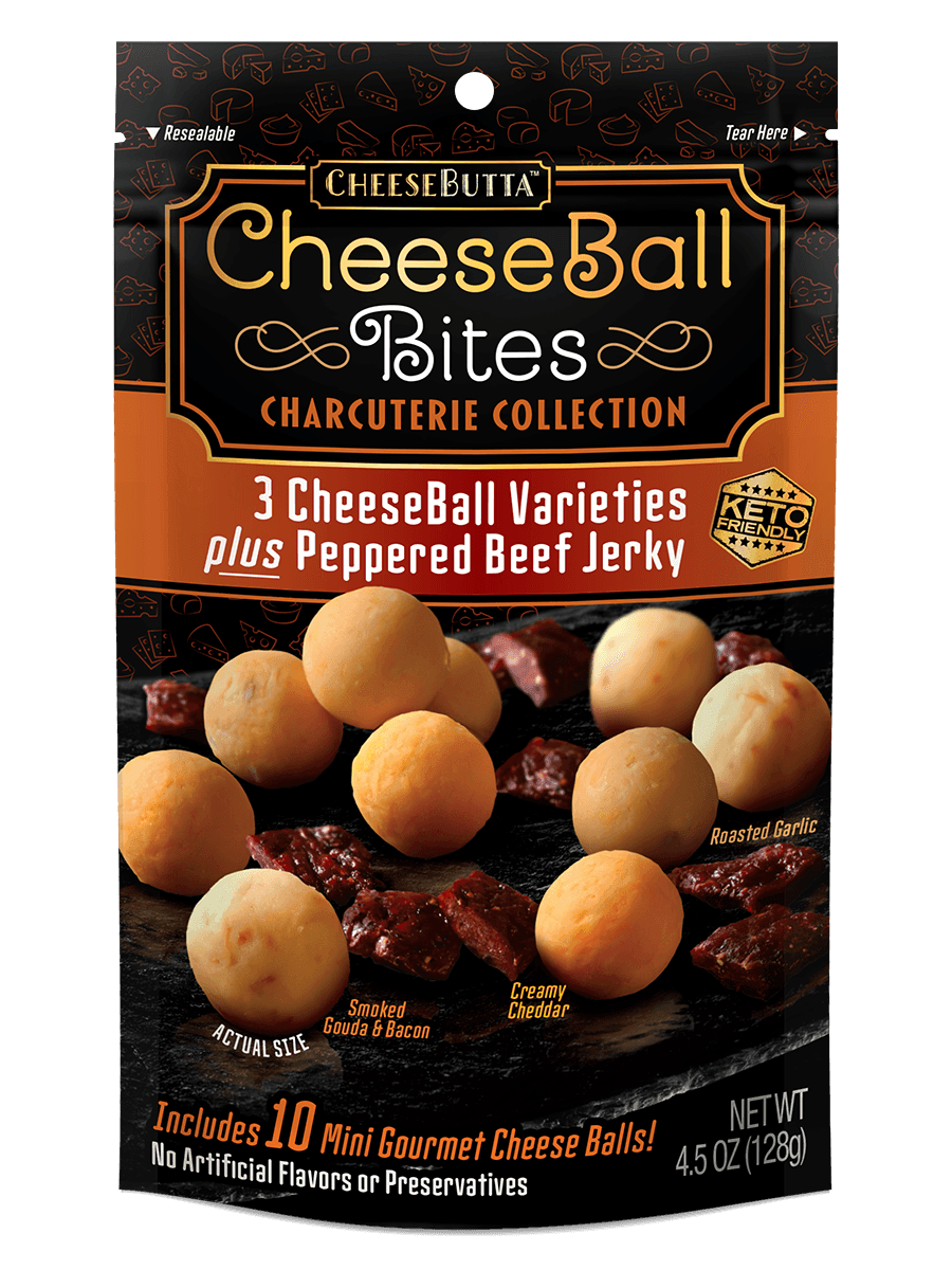 3 CheeseBall Varieties plus Peppered Beef Jerky - CheeseButta - Gourmet Products