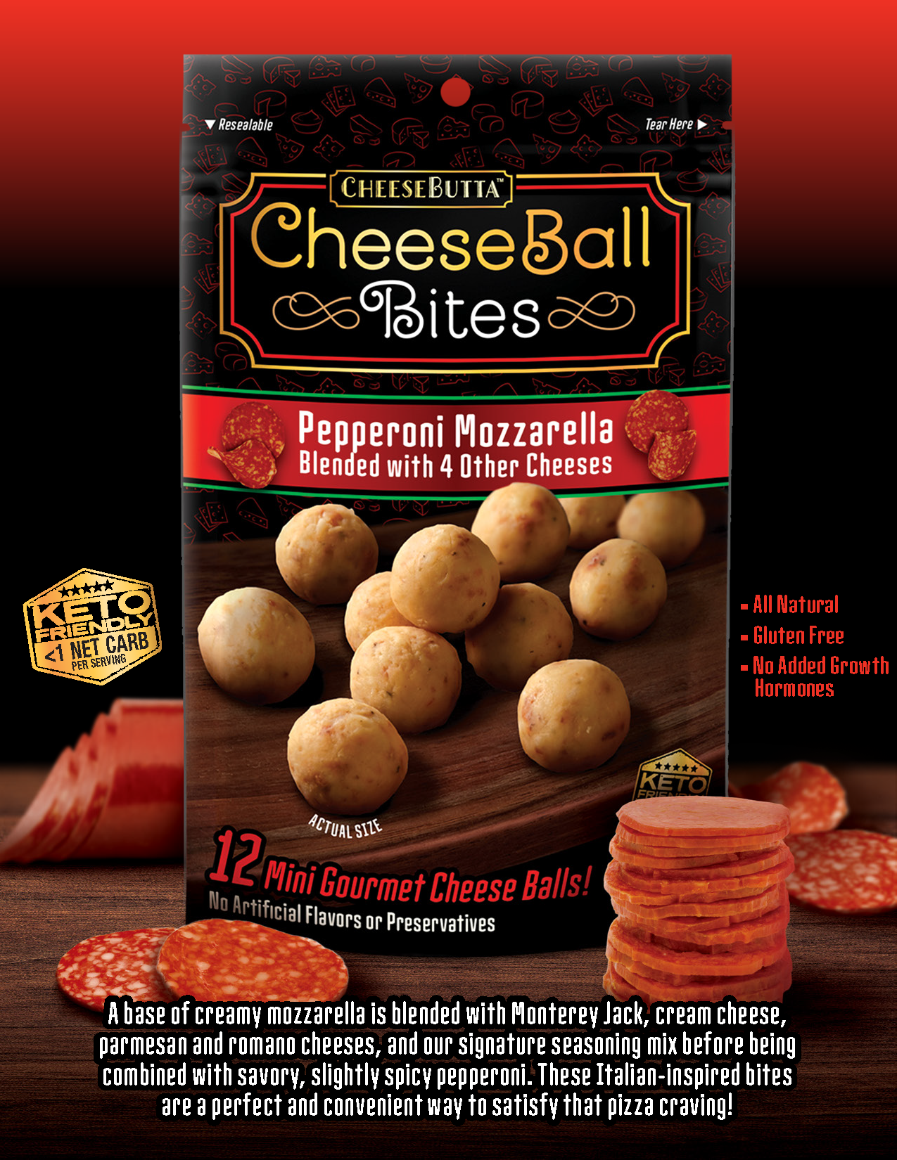 Pepperoni Mozzarella - CheeseButta - Gourmet Products