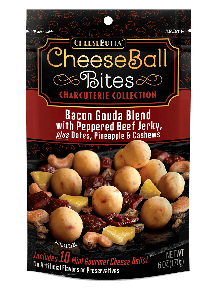 Bacon Gouda Blend with Peppered Beef Jerky, Dates, Pineapple & Cashews - CheeseButta - Gourmet Products